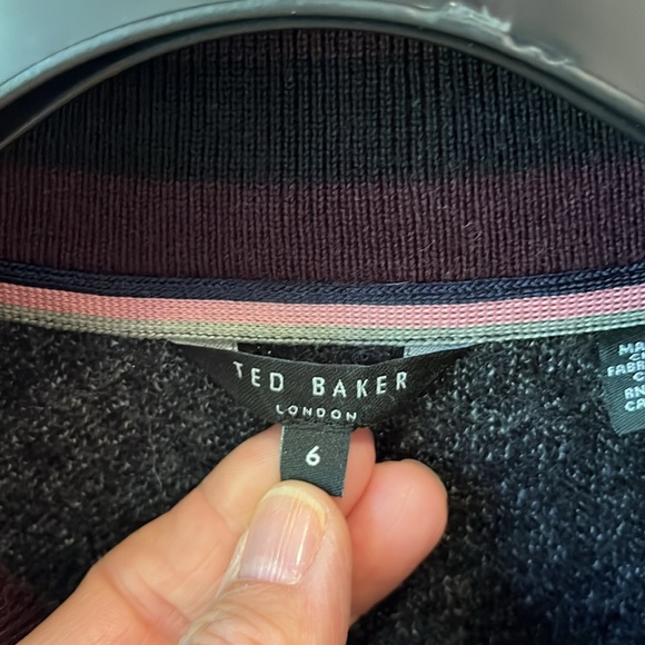 EUC Ted Baker London 1/4 zip crew neck wool blnd long sleeve black/white sweater - Picture 7 of 13